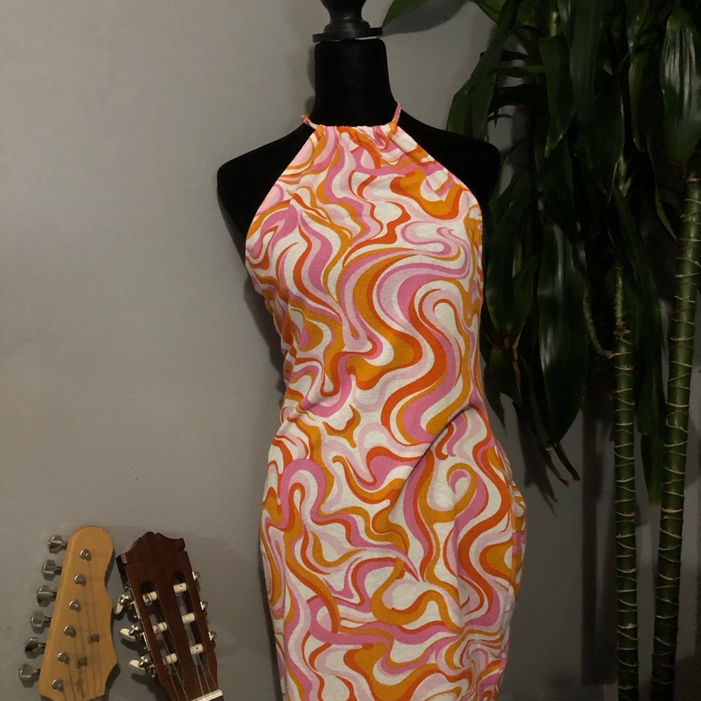 H&M Divided Pink and Orange Swirl Dress /Shirt